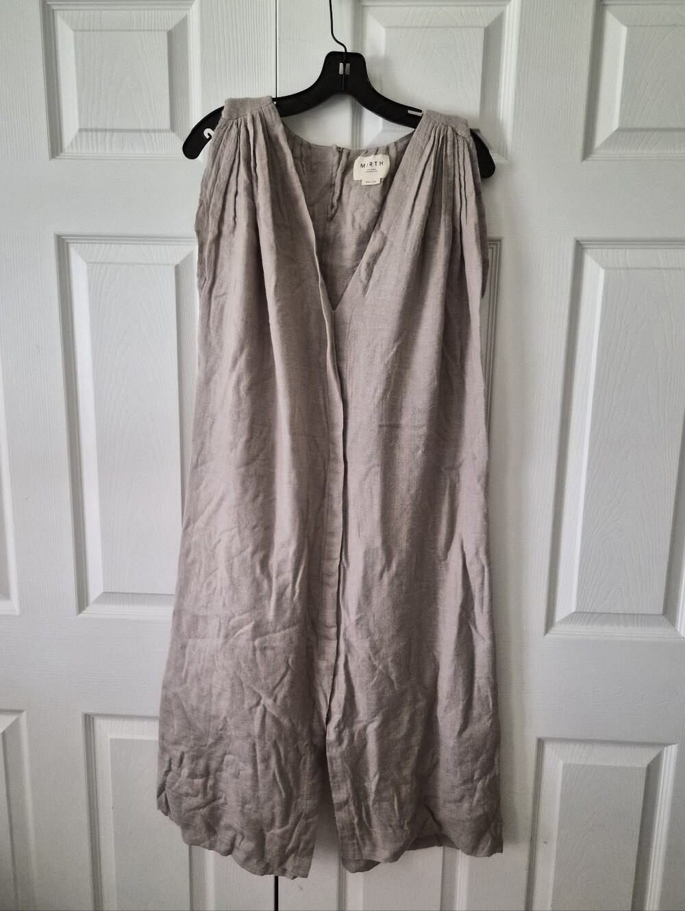 MIRTH KATHMANDU WOOL SILK V-NECK SLEEVELESS MIDI DRESS TAUPE ONE SIZE